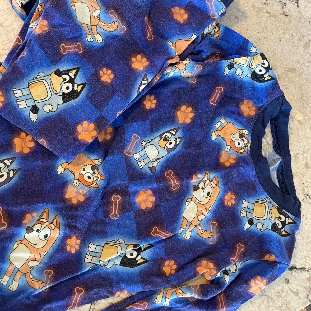 Blue Cartoon Dog Pajama Set